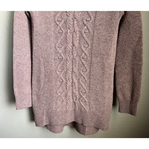 Garnet Hill Women's XS 100% Cashmere Cable Knit Tunic Sweater Mauve Pink - Picture 3 of 9